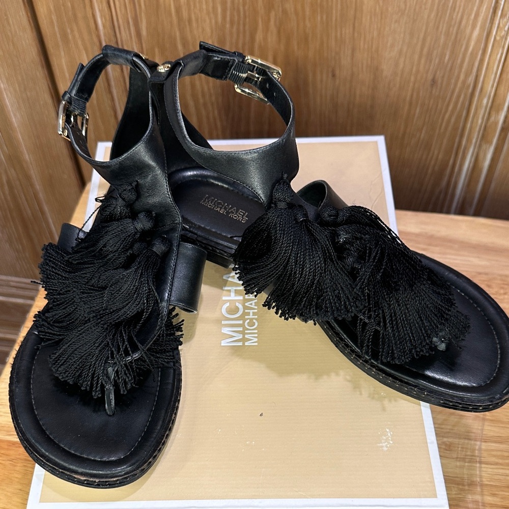 Michael Kors Black Fringe Sandals